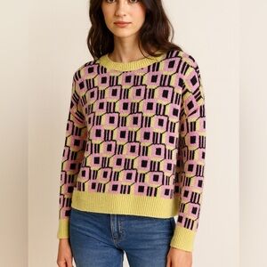 Primark Pink and Yellow Geometric Sweater